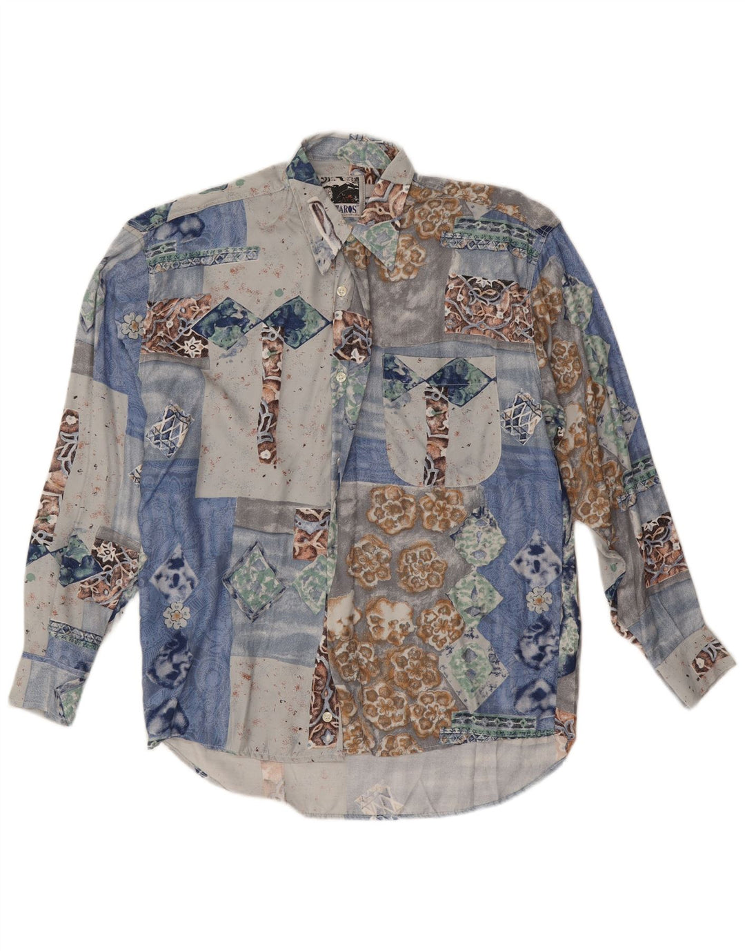 Camicia Kantaros Uomo Piccola Patchwork Blu In Viscosa