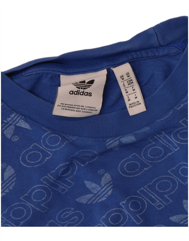 T-shirt grafica da uomo Adidas Top in cotone blu medio