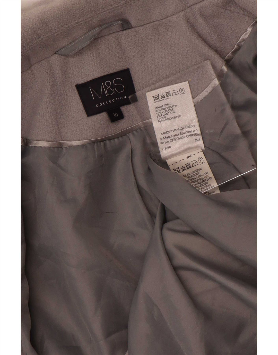 Cappotto aperto da donna Marks & Spencer UK 10 piccolo poliestere grigio