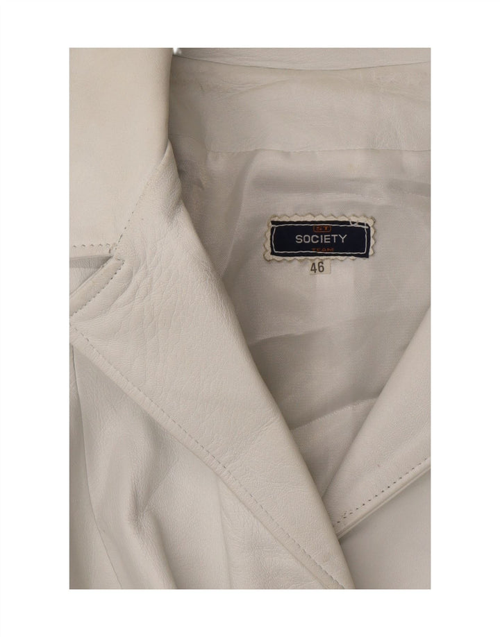 SOCIETY Womens Overcoat IT 46 Large White Vintage Society and Second-Hand Society from Messina Hembry 
