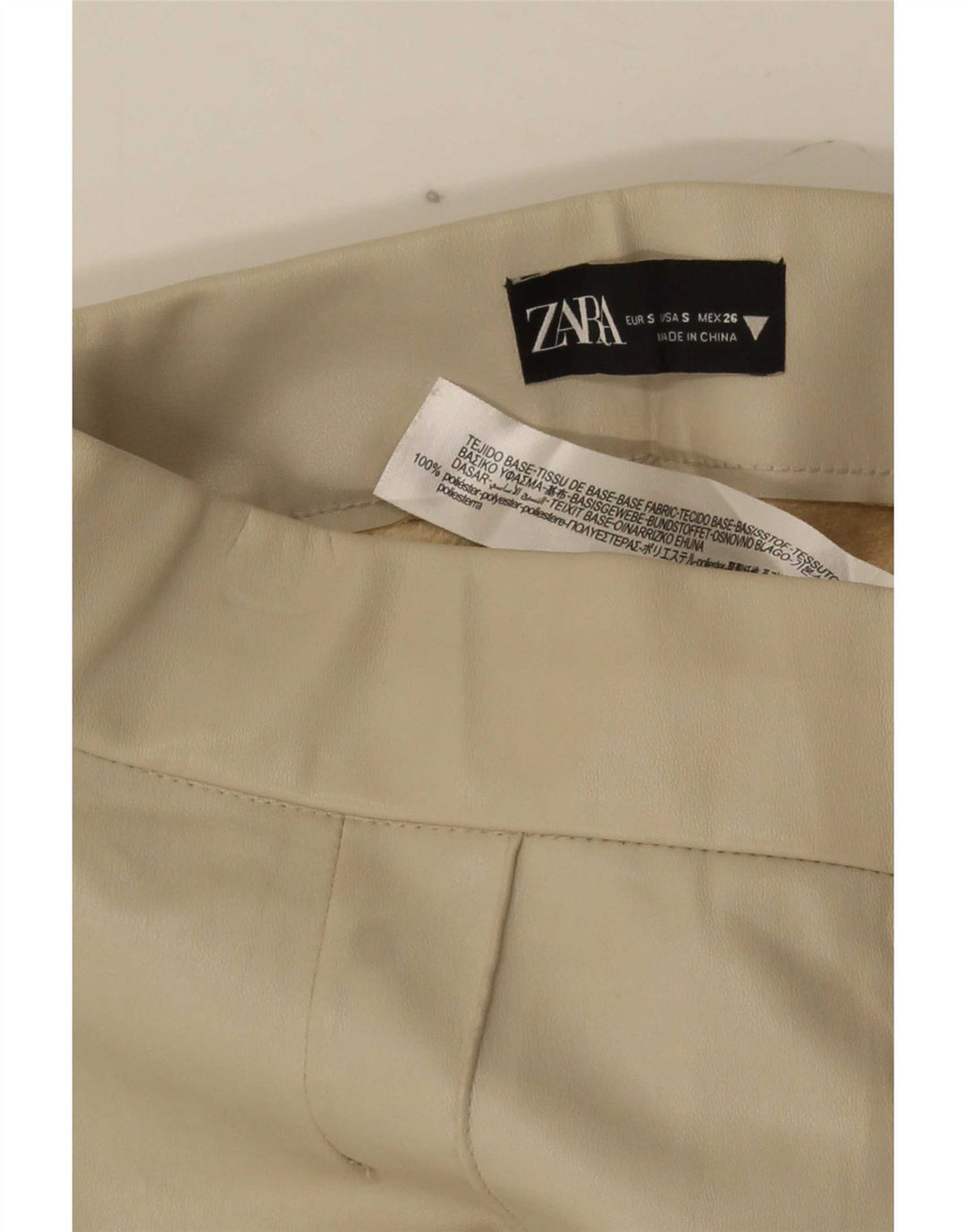 Pantaloni casual dritti da donna Zara piccoli W26 L26 poliestere beige