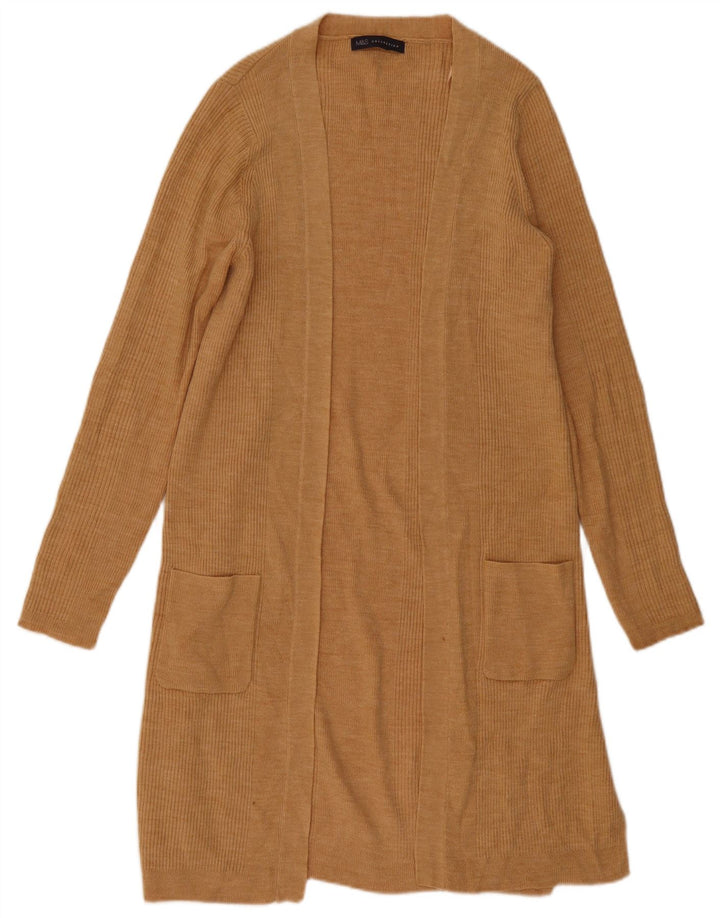 Maglione cardigan aperto lungo da donna Marks & Spencer UK 14 Beige medio