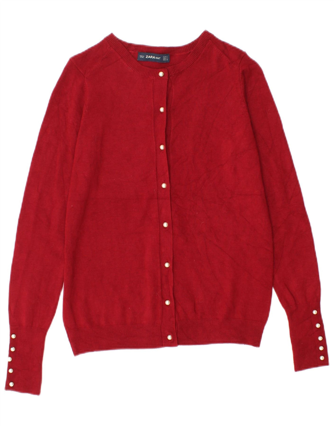 Maglione cardigan da donna Zara UK 8 piccolo rosso in viscosa