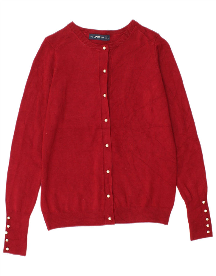 Maglione cardigan da donna Zara UK 8 piccolo rosso in viscosa