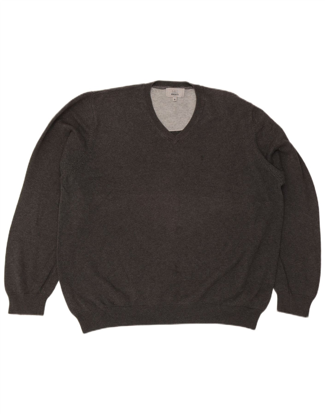 Maglione da uomo Marks & Spencer vestibilità regolare con scollo a V XL in cotone grigio