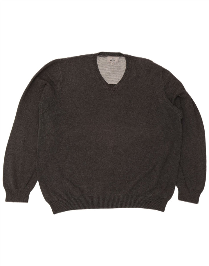 Maglione da uomo Marks & Spencer vestibilità regolare con scollo a V XL in cotone grigio