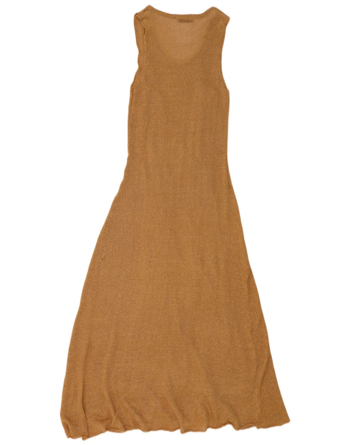 Abito maglione maxi senza maniche da donna Zara UK 12 Poliestere beige medio