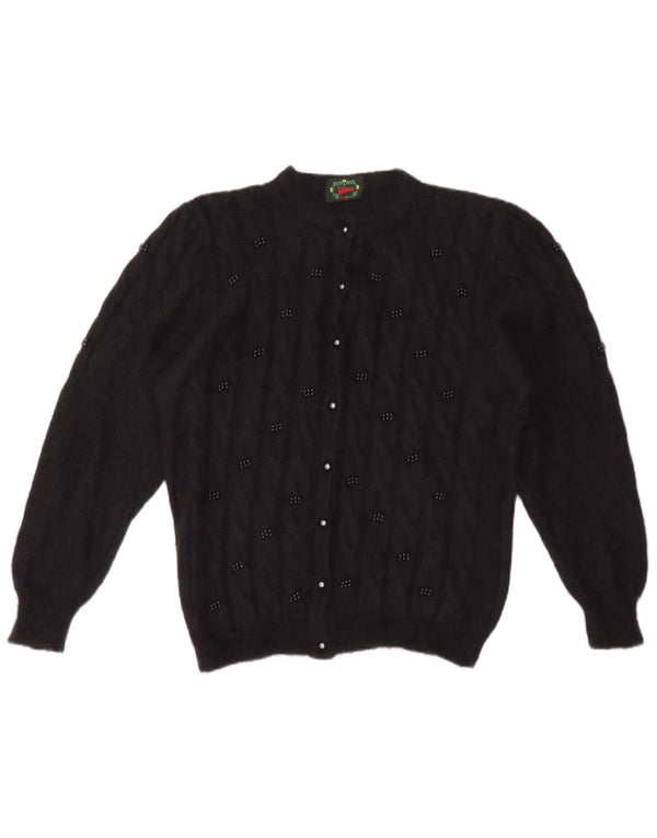 Vintage Womens Cardigan Sweater UK 16 Large Black Mohair