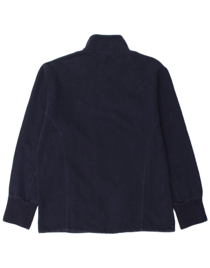Felpa Reebok da donna con collo con zip, maglione UK 12, cotone medio blu navy
