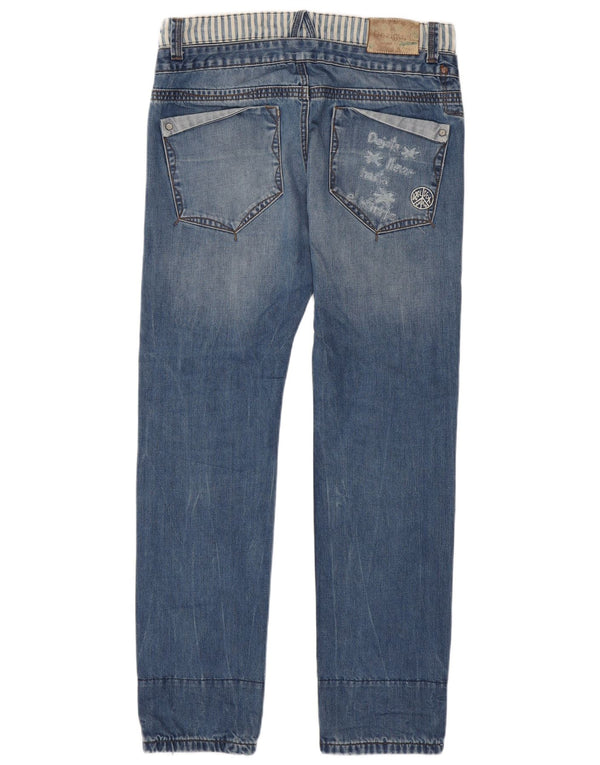 Jeans dritti vestibilità regolare grafica da uomo Desigual W32 L33 cotone blu