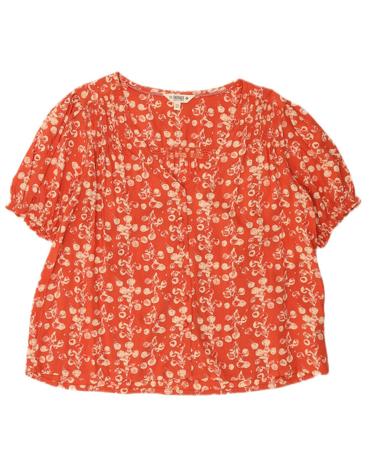 FAT FACE Womens Oversized Shirt Blouse UK 10 Small Orange Floral
