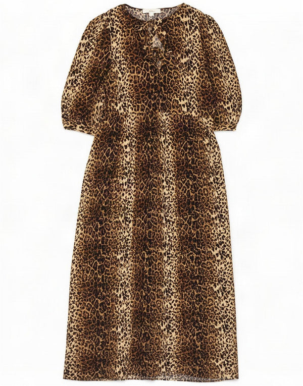 Abito lungo da donna Marks & Spencer UK 12 Viscosa con stampa animalier marrone medio
