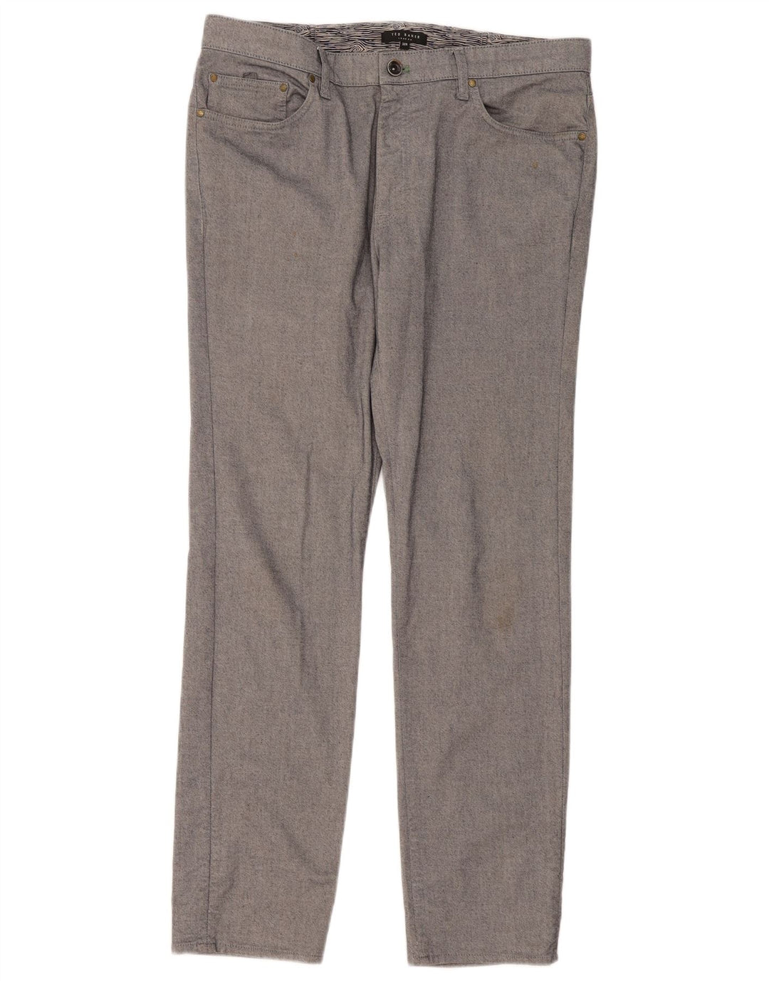 Pantaloni casual slim da uomo Ted Baker W32 L30 cotone grigio