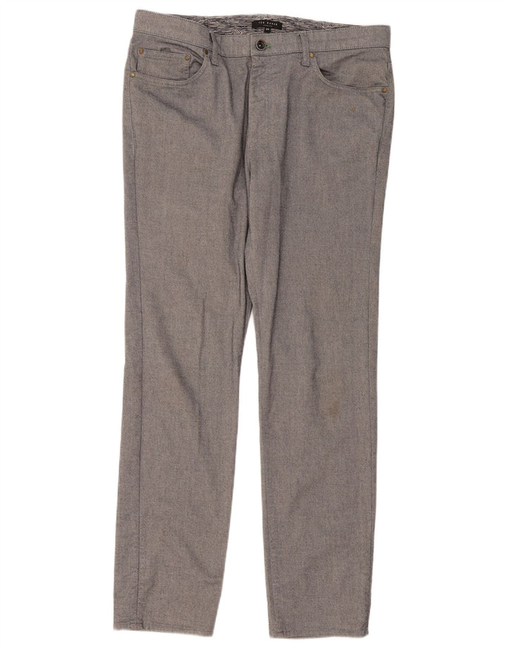 Pantaloni casual slim da uomo Ted Baker W32 L30 cotone grigio