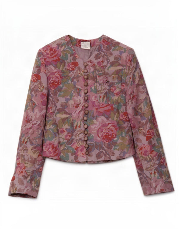 Oui Set Giacca blazer da donna UK 10 Piccolo acetato floreale viola