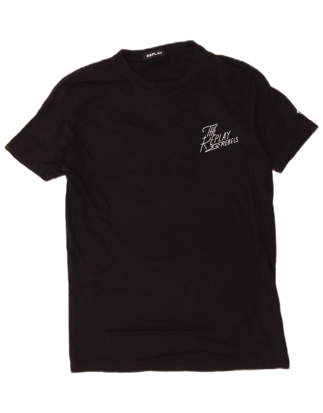 T-shirt grafica da uomo Replay Top in cotone nero medio
