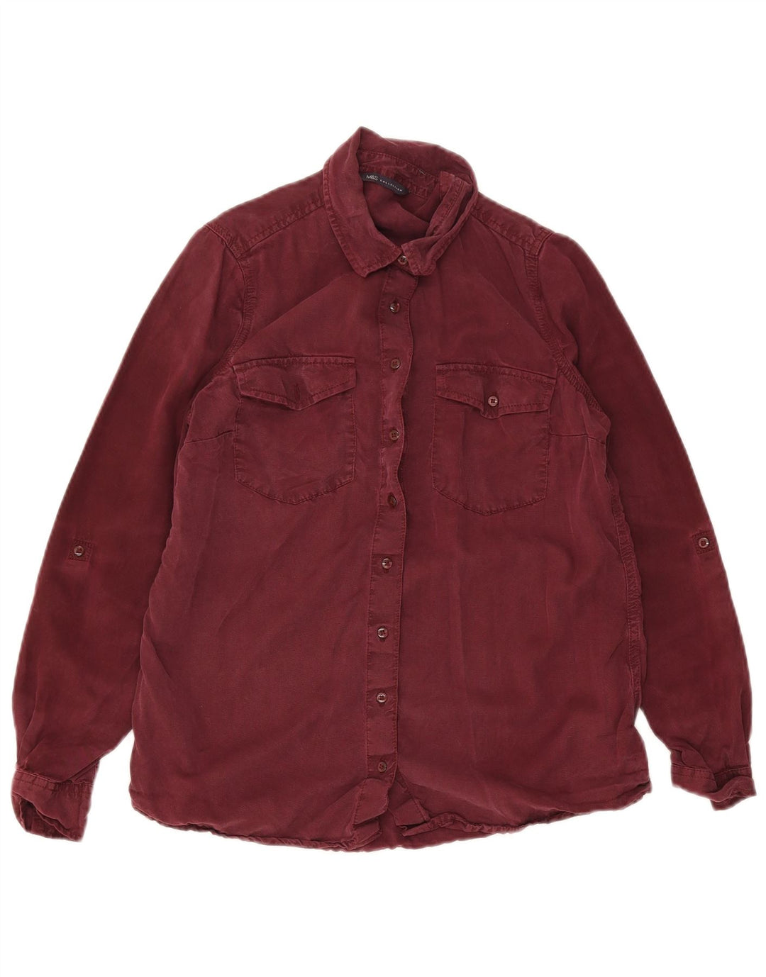 Camicia di jeans da donna Marks & Spencer UK 10 piccola Lyocell bordeaux