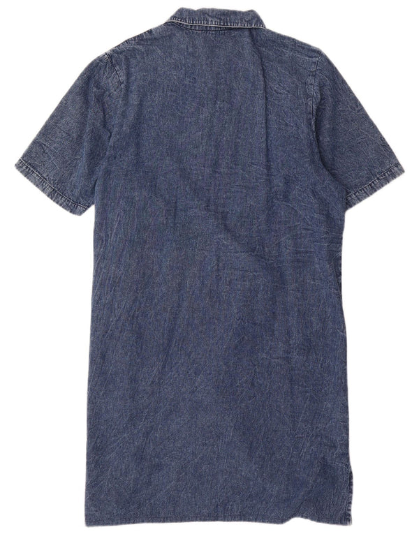 Positano by Jean Paul Womens Short Sleeve Shirt Dress UK 14 Medium Blue