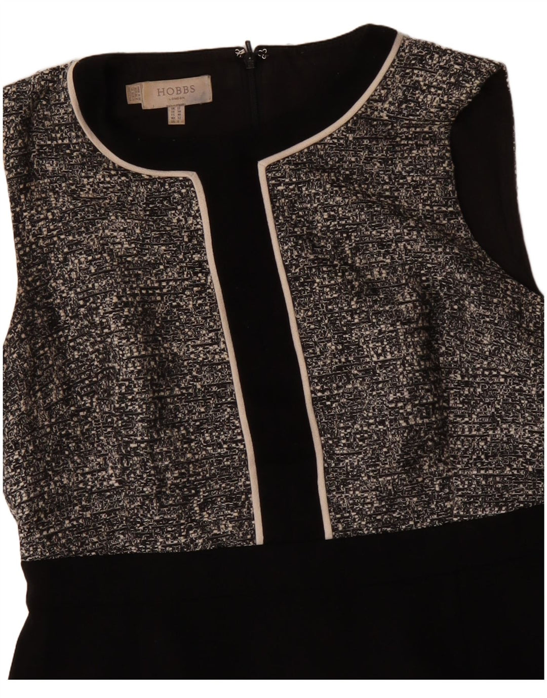 Abito tubino senza maniche da donna Hobbs UK 12 poliestere medio nero screziato