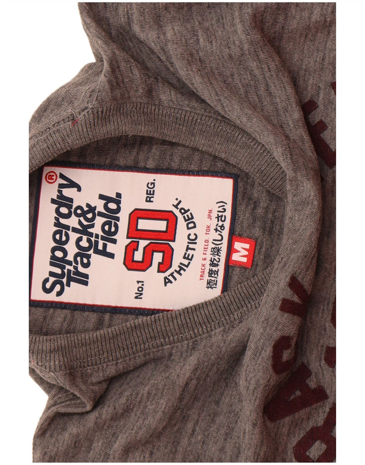 SUPERDRY Mens Graphic T-Shirt Top Medium Grey Cotton