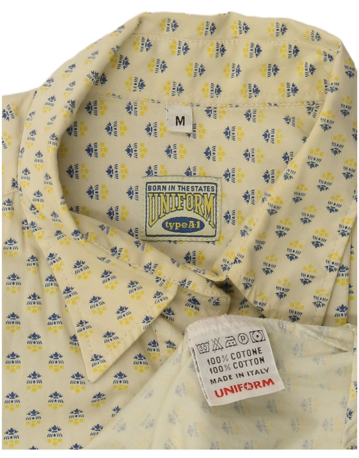 Camicia UNIFORM da donna vestibilità ampia con motivo astratto UK 14 cotone giallo medio