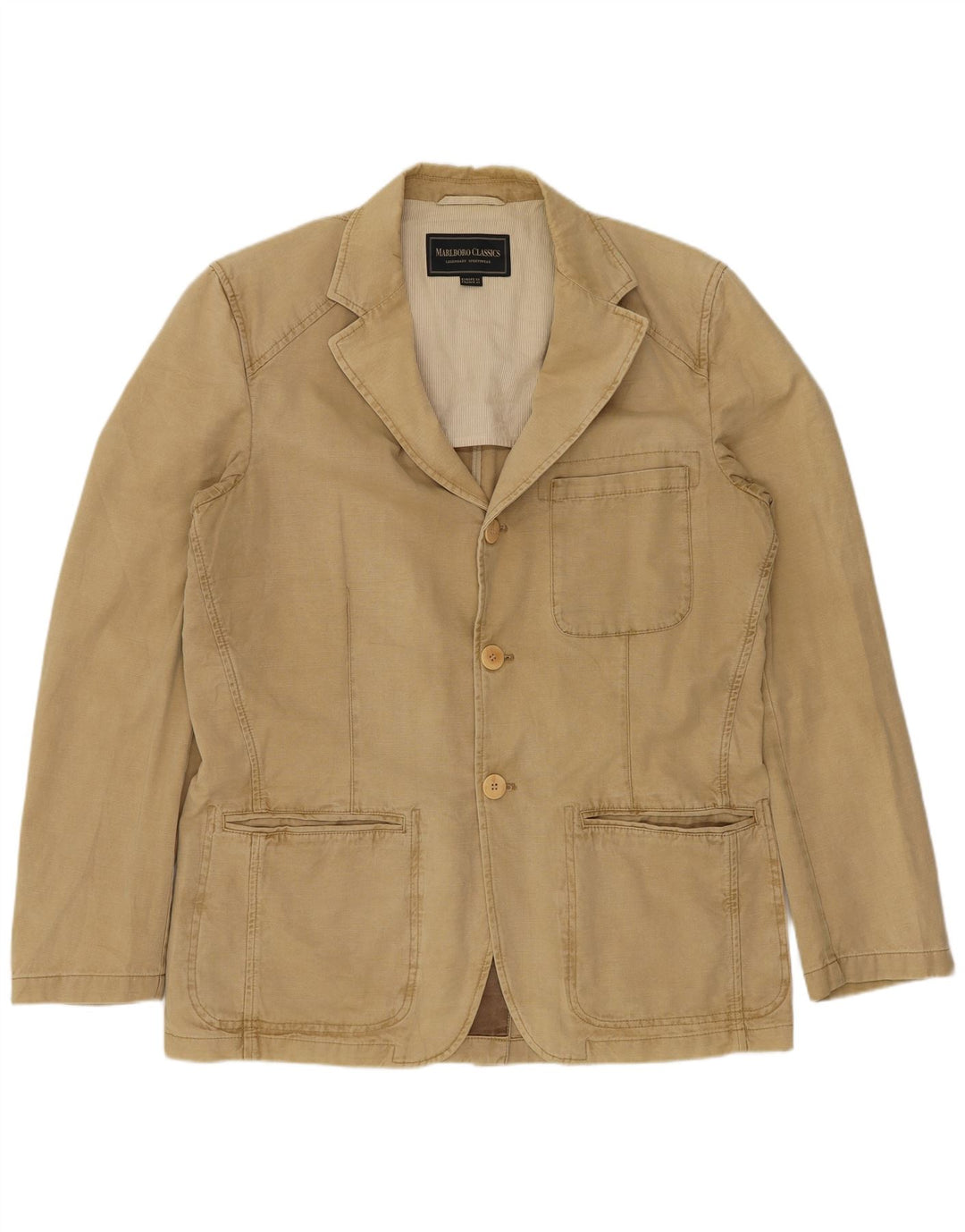 Giacca blazer a 3 bottoni da uomo Marlboro Classics EU 50 Large Beige