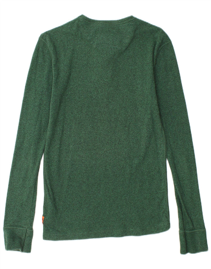 Top da uomo Superdry a maniche lunghe in cotone chiazzato verde piccolo