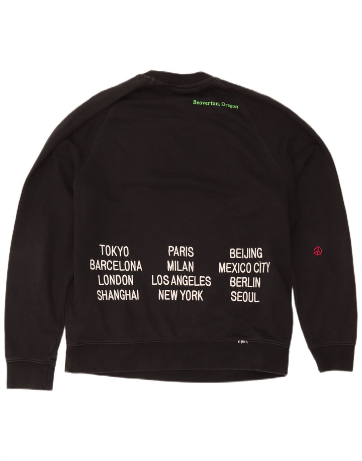 Felpa grafica Nike da uomo, maglione grande, cotone nero