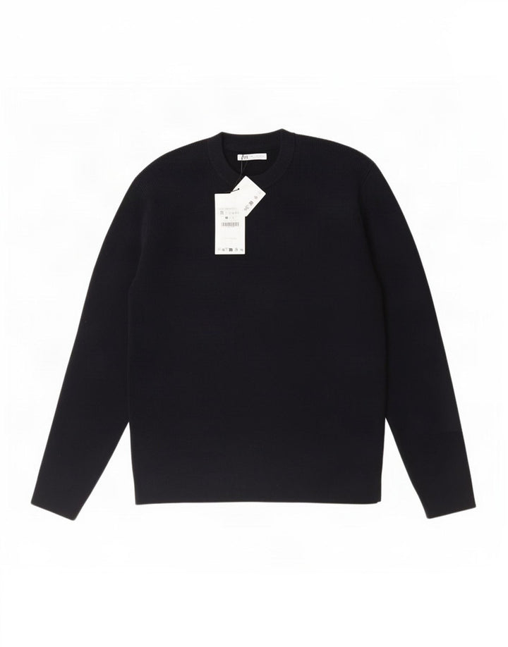 Maglione maglione girocollo da uomo Zara medio blu navy in acrilico