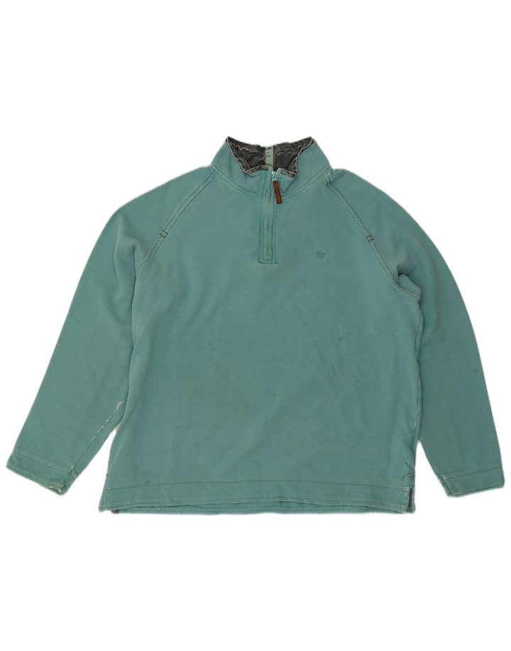 Felpa da uomo con collo con zip Fat Face Maglione XL Cotone turchese