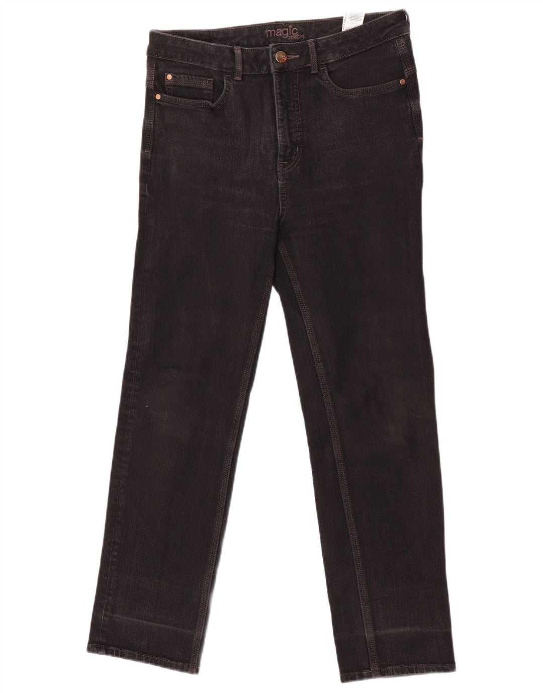 Jeans dritti da donna Marks & Spencer UK 12 medio W32 L27 cotone nero