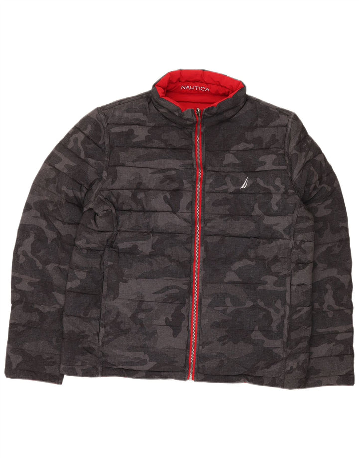 Giacca imbottita reversibile da uomo NAUTICA UK 40 grande mimetica nera