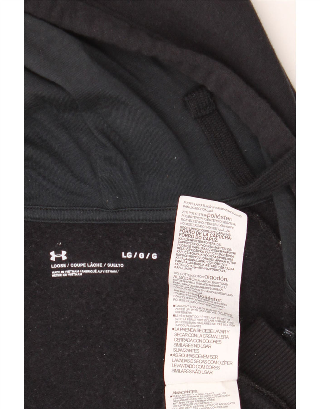 Felpa con cappuccio e zip da uomo Under Armour grande in cotone nero