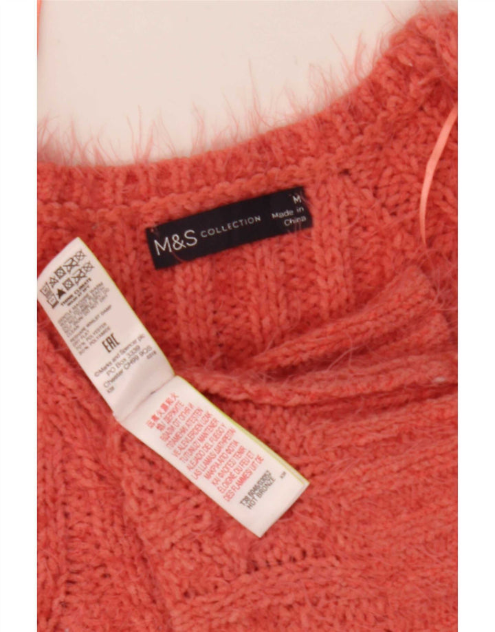 Maglione maglione con scollo a V da donna Marks & Spencer UK 12 Poliestere rosa medio