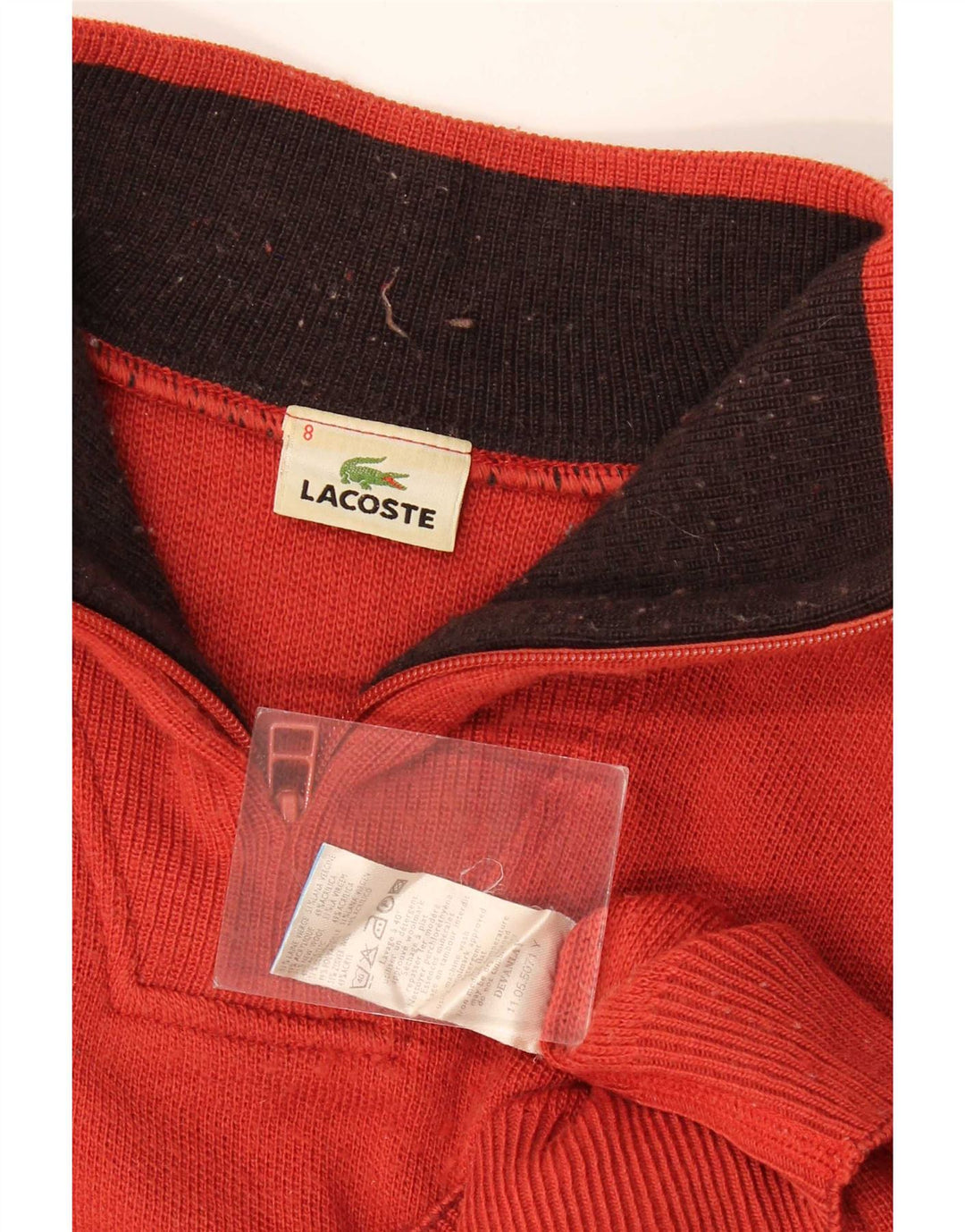 Maglione maglione da uomo con zip e collo Lacoste taglia 8 3XL lana rossa