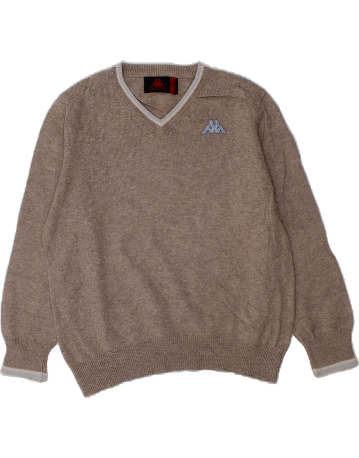 KAPPA Boys V-Neck Jumper Sweater 3-4 Years Grey Cotton Vintage Kappa and Second-Hand Kappa from Messina Hembry 