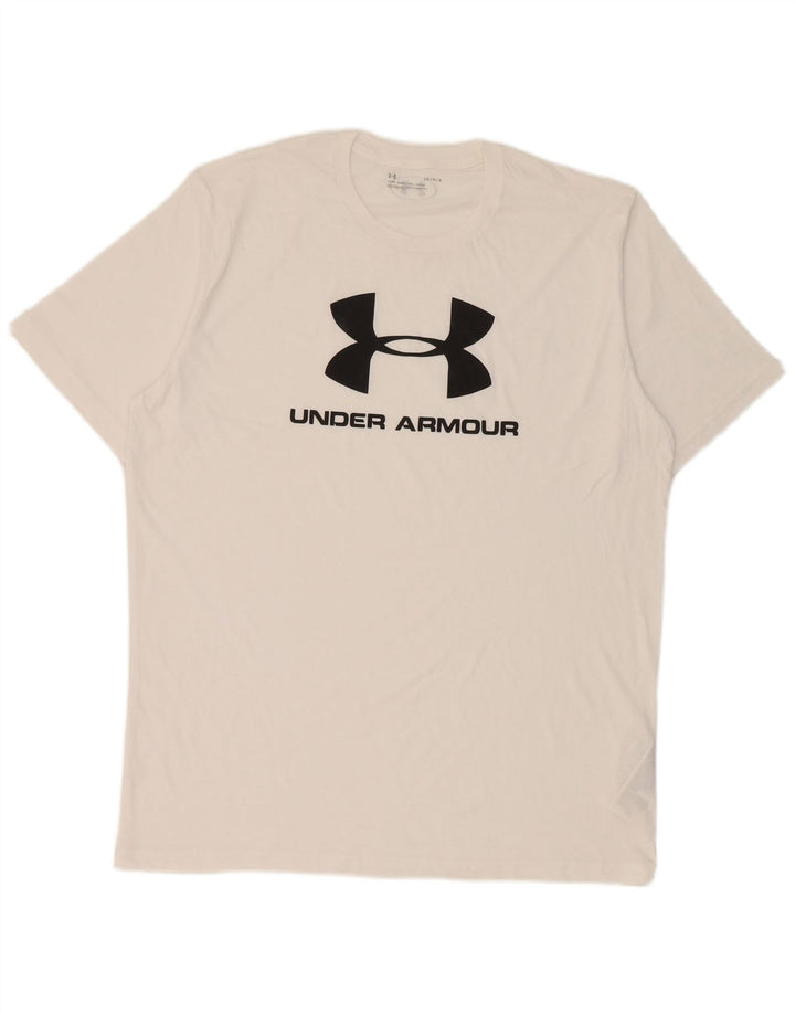 T-shirt grafica da uomo Under Armour Top grande in cotone bianco