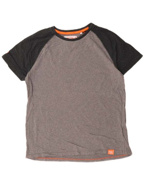 T-shirt da uomo Superdry Top 2XL in cotone color block grigio