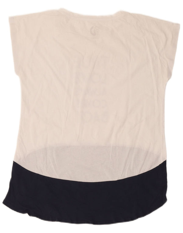T-shirt grafica da donna di Dack Top UK 16 Large White Colourblock Cotton