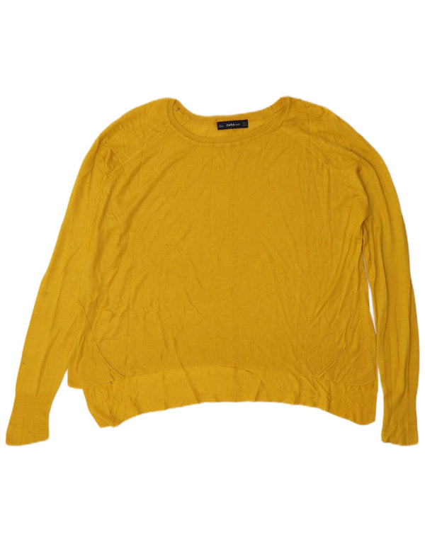 Maglione maglione oversize con scollo a barca da donna Zara UK 14 giallo medio