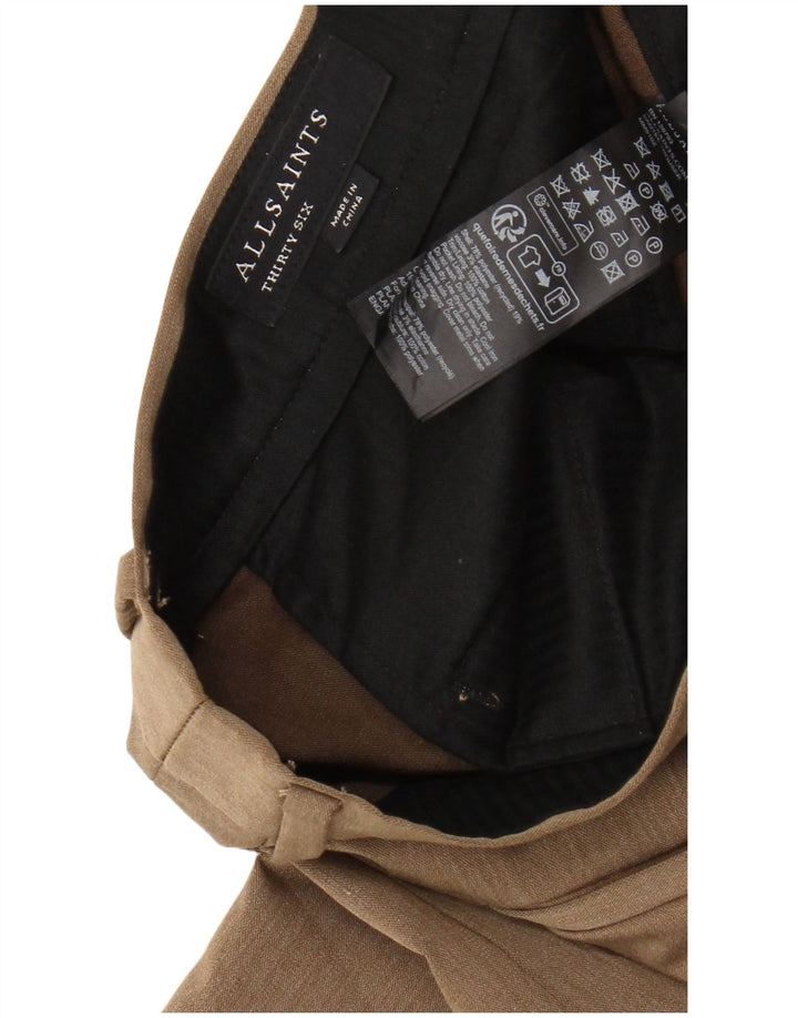 Pantaloni da abito slim da uomo All Saints W36 L30 Poliestere beige