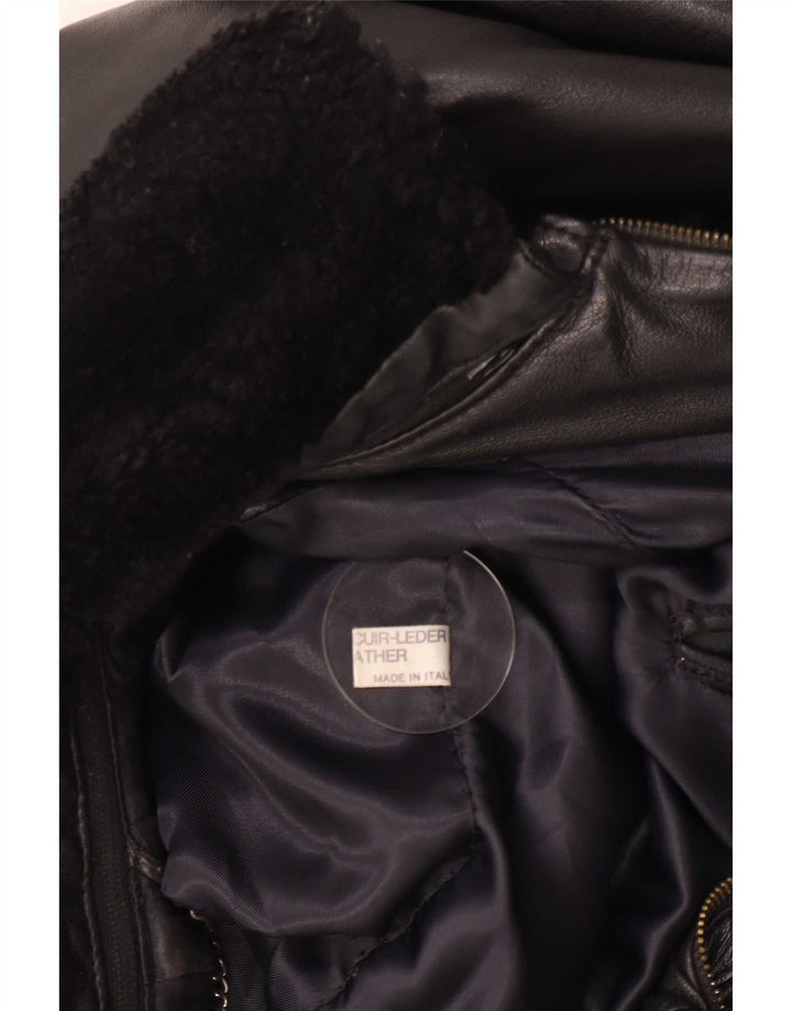 Giacca in pelle vintage da uomo IT 52 XL Nera