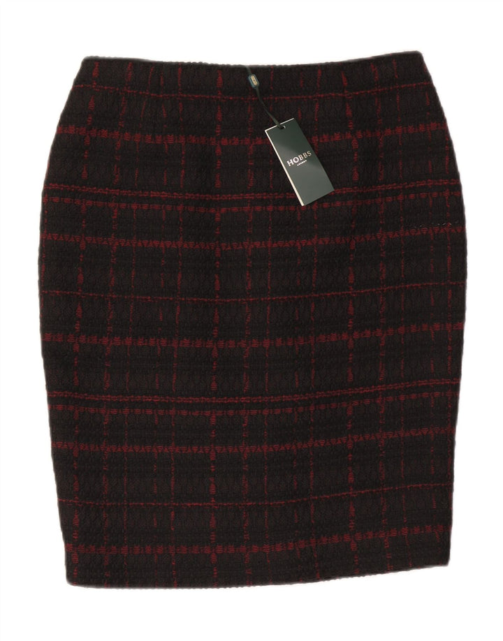 Gonna a tubino da donna Hobbs UK 12 media W30 classica in poliestere a quadri nera