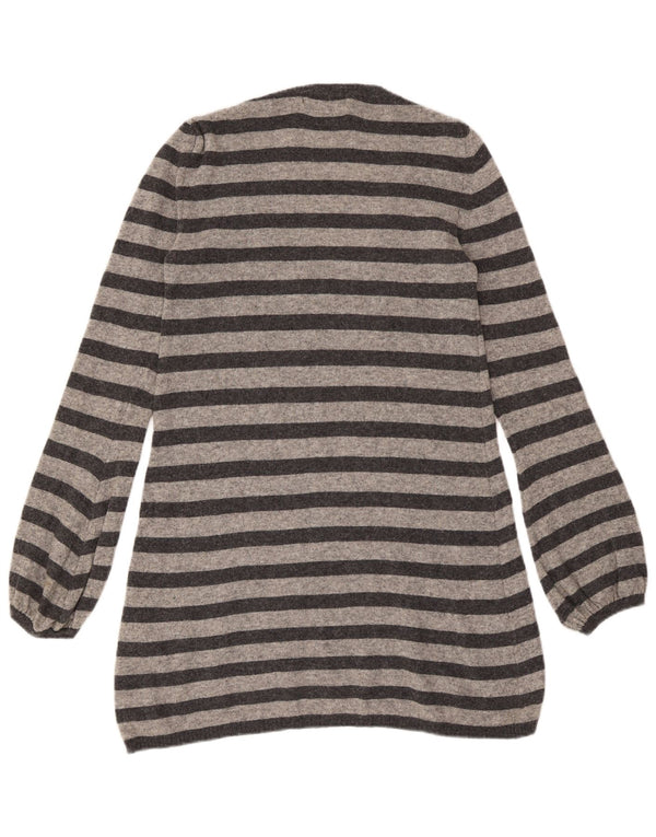 Abito maglione a maniche lunghe da donna Zara UK 12 Lana a righe grigio medio