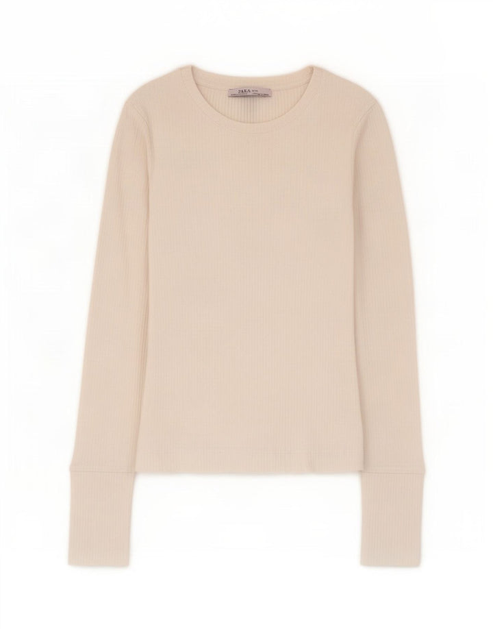 Top corto da donna Zara a maniche lunghe UK 8 Small bianco