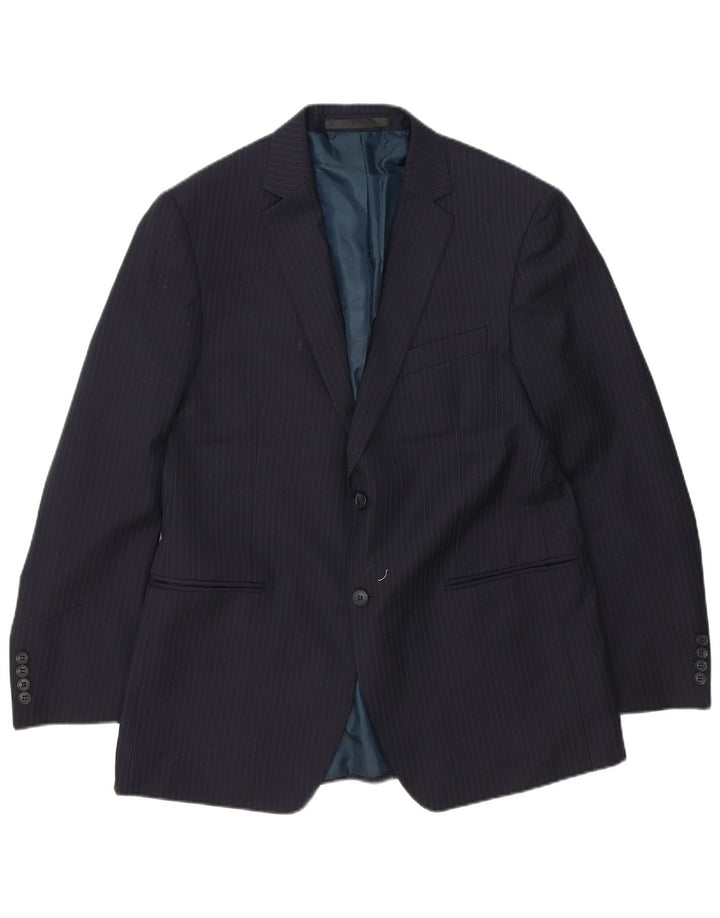 Giacca blazer a 2 bottoni da uomo Marks & Spencer UK 42 XL gessato blu navy