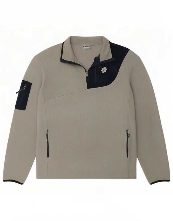 Lotto Maglione in pile da uomo con zip e collo 2XL Poliestere color block grigio