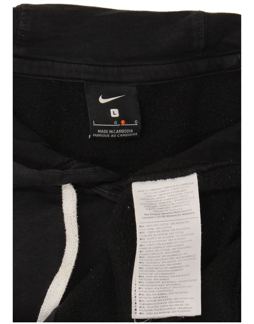 Felpa con cappuccio da uomo NIKE grande in cotone nero
