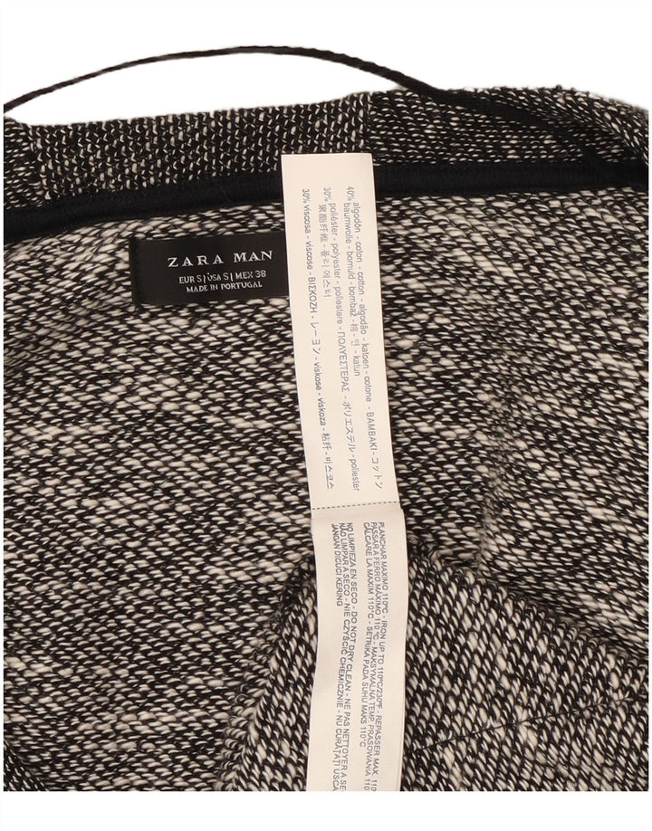 Maglione cardigan da uomo Zara piccolo in cotone screziato nero