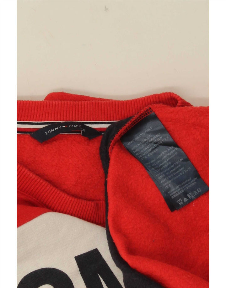 Felpa da donna Tommy Hilfiger Jumper UK 14 Medium Red Colourblock